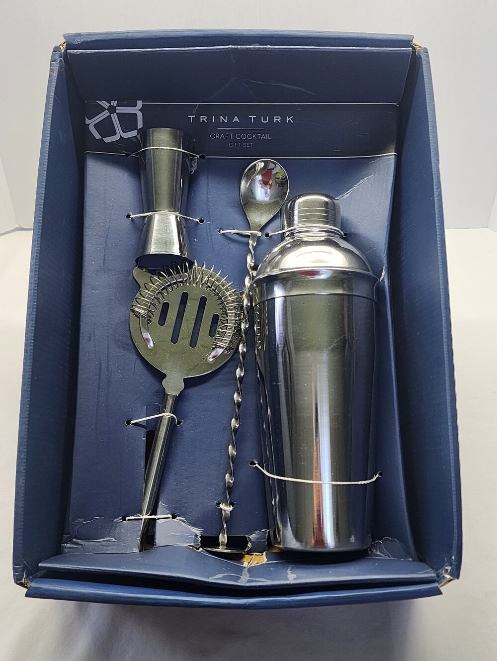 Trina Turk Silver Stainless Steel Cocktail Bar Gift Set